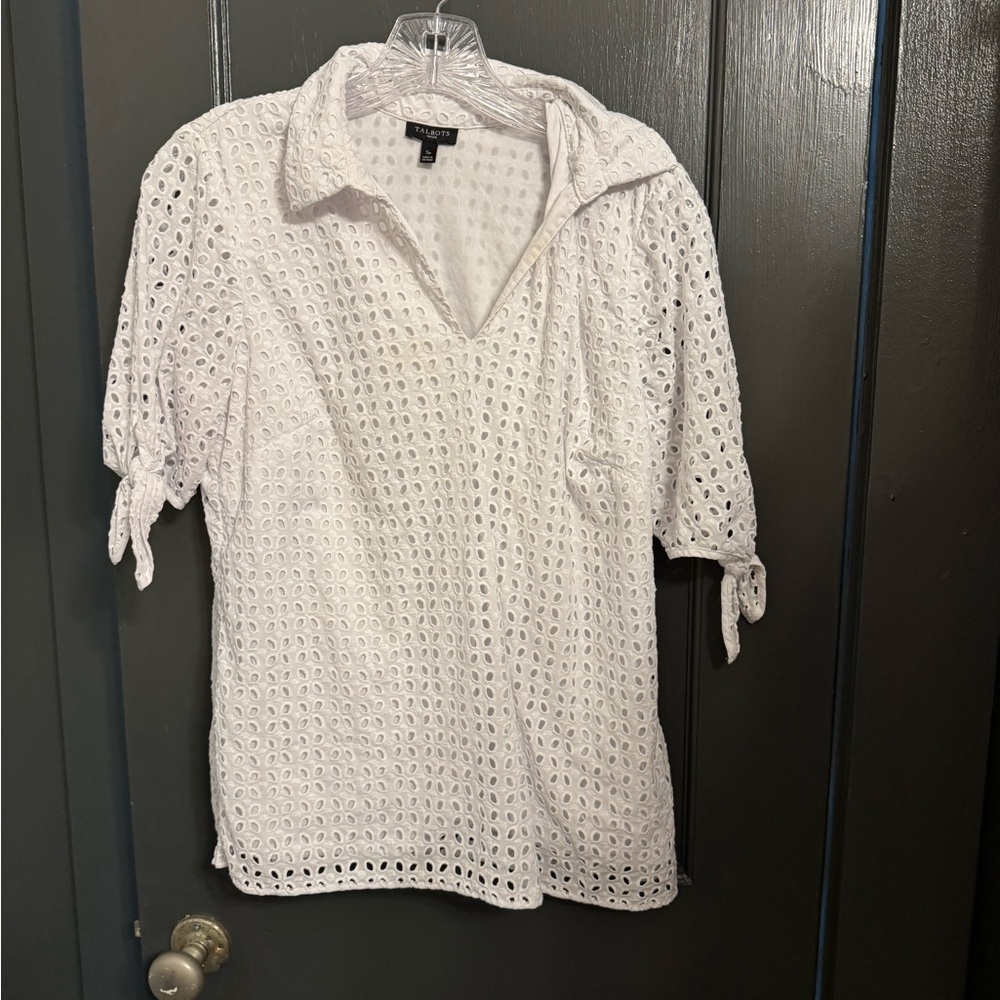 Talbots White Eyelet Top